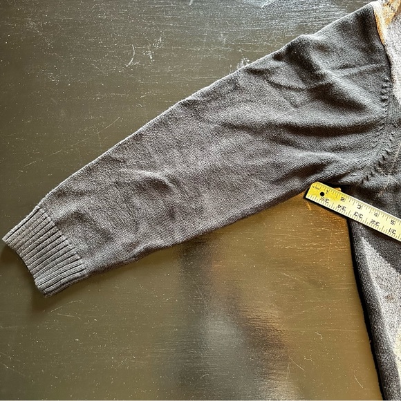 Geoffrey Beene XL Argyle Gray Black and Brown Cream Grandpa Sweater Crewneck - Picture 5 of 9